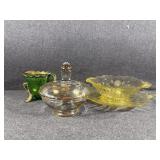 Yellow Depression Bowl and Platter, Green 3