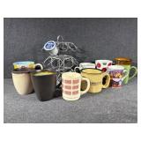 Coffee mugs (9), k cup holder