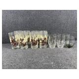 Drinking glasses (8), juice glasses (7)