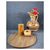 Large Stoneware Jug, Lazy Susan