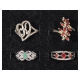 .925 Rings: .925 Ring with Emerald Stone, .925
