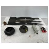 Lawn Mower Blades(3), Spark Plug(2), Deck Wheels