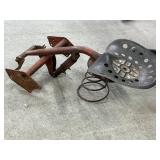Metal Tractor Seat Attached To Brackets, Coil