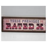 Wooden Framed Sign "These Premises Rated X"