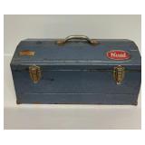 Blue Steel Tool Box W/Tray And Metal Handle