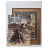"Good Friends" Print(has damage), Hunting Dog