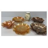 Fenton Marigold Pattern Dishes, Floral Vase