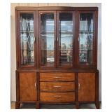 Large Wooden Display Cabinet with Glass Shelves