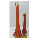 Fenton Orange Amberina Swung Vase