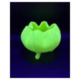 Fenton Uranium Satin Lime Green 3-footed Bowl