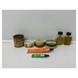 Vintage Tin Containers with Varnish and Fly Line