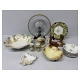 Floral Vintage Dishes, Roseville Candlestick