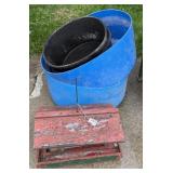Bird Feeder, Livestock Feeder Bins, Blue Barrel