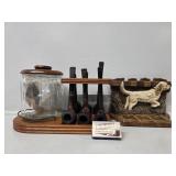 Tobacco Stand with Jar, Dog Tobacco Pipe Stand