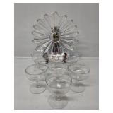 Iridescent Glass Bowl, Iridescent Cups(9, some