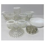 Anchor Hocking White Opalescent Hobnail Glass