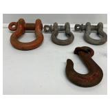 3 Metal Bow Shackles, Forged Steel Eye Hoist Hook