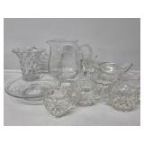 Etched Glass Pitcher, Glass Cube Pattern Vase,