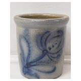 Small Crock with Floral Cobalt Pattern
