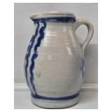 Small Cobalt Blue Salt Glazed Pottery Pitcher