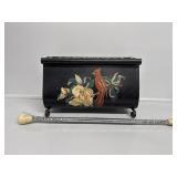Hand-Painted Black Toleware Magazine Rack