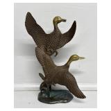 Brass Flying Ducks Duo Sculpture