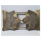 Brass Expandable Bookrack with Embossed Native