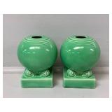 Fiesta Ware Green Bulb Candle Holder(2)
