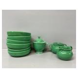 Fiesta Ware Green Fruit Bowls(6), Green Sugar