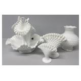Fenton and Hobnail Milk Glass