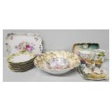 Assorted China Dishes:Bowls(2), Snack Plates(7),