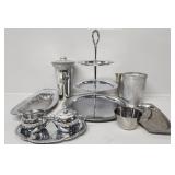 3 Tiered Silver Tone Dessert Tray, Silver Tone
