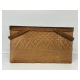 Woven Wicker Picnic Basket- Geometric Band Design