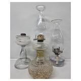 Glass Oil Lamps with Chimneys(2), Oil Lamp with