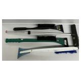 Utility Brush W/Long Handle, Ice Scrapers (3)
