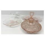 Pink Depression Glassware, Covered Candy Dish