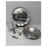 Amaryllis Embossed Tin bowl, Tin White Tail Buck