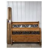 Wooden Bed Frame with Metal Ivy Inlay