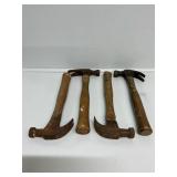 Claw Hammers W/Wood Handles (4)