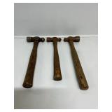 Ball-Peen Hammers W/Wood Handles (3)