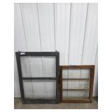 2 Wooden Framed Windows with Glass