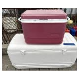 Red Rubbermaid, White Igloo Coolers