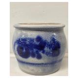 Blue Cobalt Salt Glazed Stoneware Pot 1 Liter