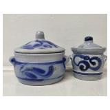 European Salt Glazed Crock with Cobalt Design