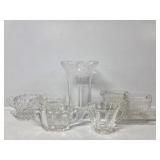Frosted Rose Glass Vase, Creamer and Sugar Dishes