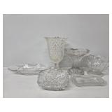 Cut Glass Vase, Glass Bowl, Glass Platters(3)