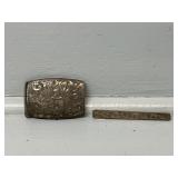 Silver 0950 Engraved Belt Buckle and Tie Clip