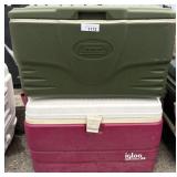 Green Coleman, Red Igloo Cooler