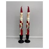 Santa Claus Taper Candles, Candle Stick Holder