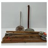 Ice Fishing Scoops(2), Wooden Ice Fishing Poles(3)